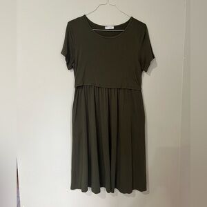 3/$15 Olive Green Women's Nursing Dress